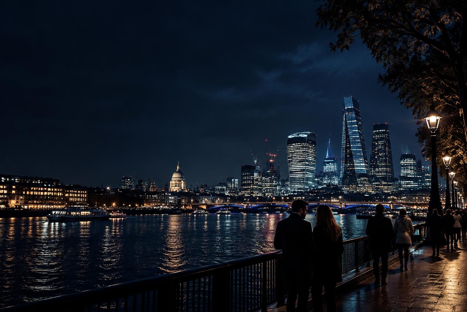 London skyline and the River Thames at night